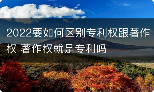 2022要如何区别专利权跟著作权 著作权就是专利吗