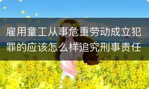 雇用童工从事危重劳动成立犯罪的应该怎么样追究刑事责任