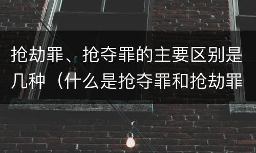 抢劫罪、抢夺罪的主要区别是几种（什么是抢夺罪和抢劫罪）