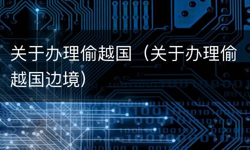 关于办理偷越国（关于办理偷越国边境）