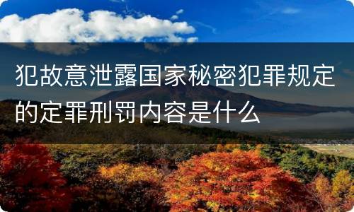犯故意泄露国家秘密犯罪规定的定罪刑罚内容是什么