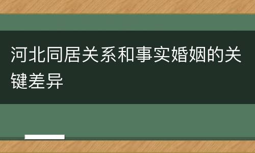河北同居关系和事实婚姻的关键差异