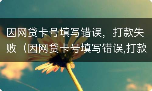 因网贷卡号填写错误，打款失败（因网贷卡号填写错误,打款失败怎么办）