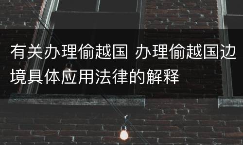 有关办理偷越国 办理偷越国边境具体应用法律的解释