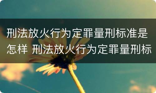 刑法放火行为定罪量刑标准是怎样 刑法放火行为定罪量刑标准是怎样的