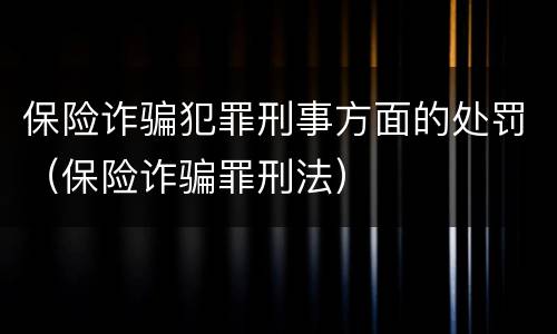 保险诈骗犯罪刑事方面的处罚（保险诈骗罪刑法）