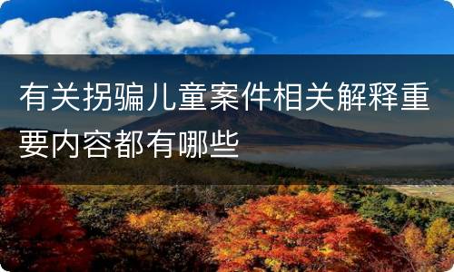 有关拐骗儿童案件相关解释重要内容都有哪些