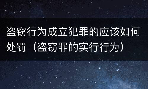 盗窃行为成立犯罪的应该如何处罚（盗窃罪的实行行为）