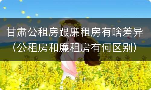 甘肃公租房跟廉租房有啥差异（公租房和廉租房有何区别）