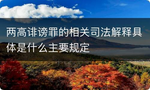 两高诽谤罪的相关司法解释具体是什么主要规定