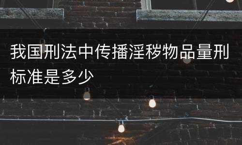 我国刑法中传播淫秽物品量刑标准是多少