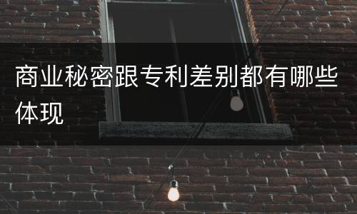 商业秘密跟专利差别都有哪些体现