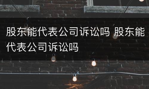股东能代表公司诉讼吗 股东能代表公司诉讼吗