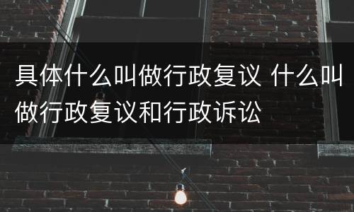 具体什么叫做行政复议 什么叫做行政复议和行政诉讼