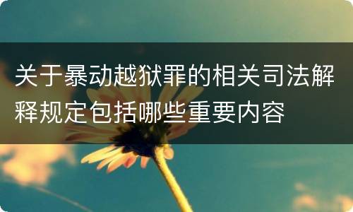 关于暴动越狱罪的相关司法解释规定包括哪些重要内容