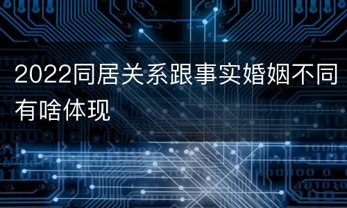2022同居关系跟事实婚姻不同有啥体现