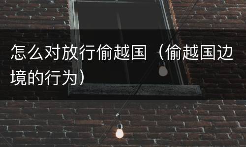 怎么对放行偷越国（偷越国边境的行为）