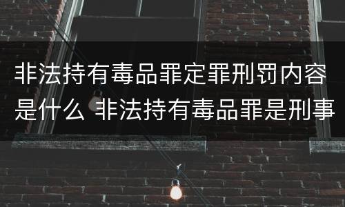 非法持有毒品罪定罪刑罚内容是什么 非法持有毒品罪是刑事犯罪吗