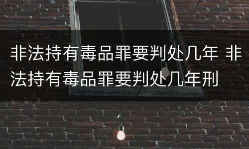 非法持有毒品罪要判处几年 非法持有毒品罪要判处几年刑