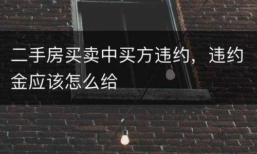 二手房买卖中买方违约，违约金应该怎么给