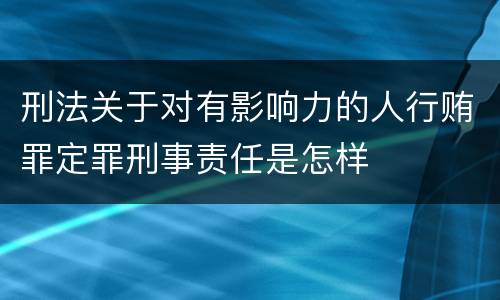 刑法关于对有影响力的人行贿罪定罪刑事责任是怎样