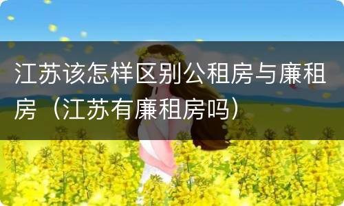 江苏该怎样区别公租房与廉租房（江苏有廉租房吗）