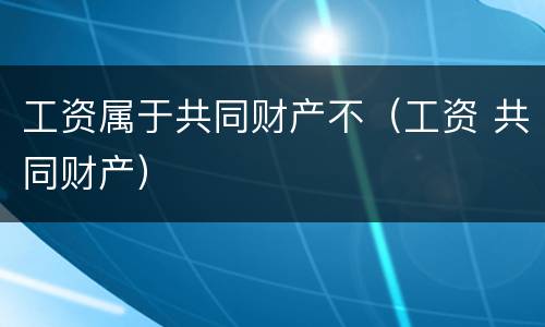 工资属于共同财产不（工资 共同财产）