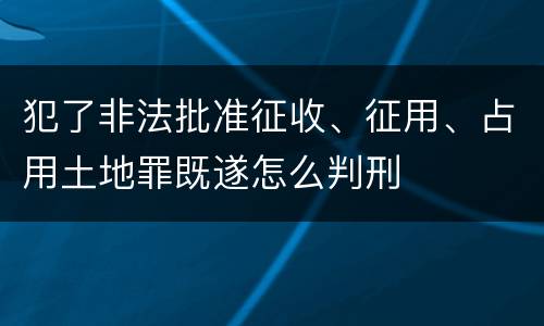 犯了非法批准征收、征用、占用土地罪既遂怎么判刑