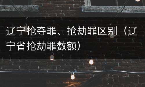 辽宁抢夺罪、抢劫罪区别（辽宁省抢劫罪数额）