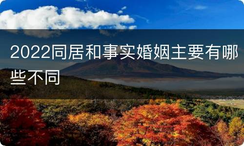 2022同居和事实婚姻主要有哪些不同