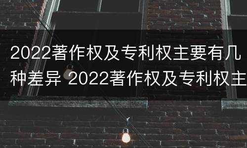 2022著作权及专利权主要有几种差异 2022著作权及专利权主要有几种差异