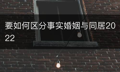 要如何区分事实婚姻与同居2022