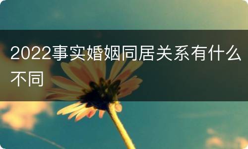 2022事实婚姻同居关系有什么不同