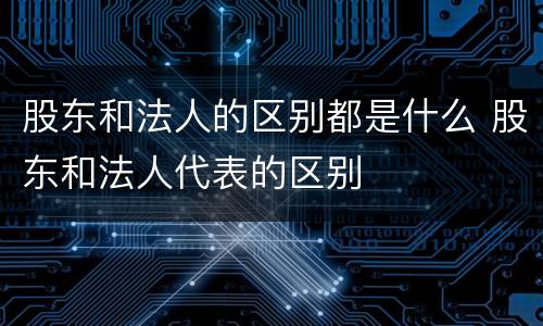 股东和法人的区别都是什么 股东和法人代表的区别