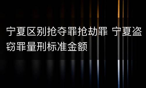 宁夏区别抢夺罪抢劫罪 宁夏盗窃罪量刑标准金额