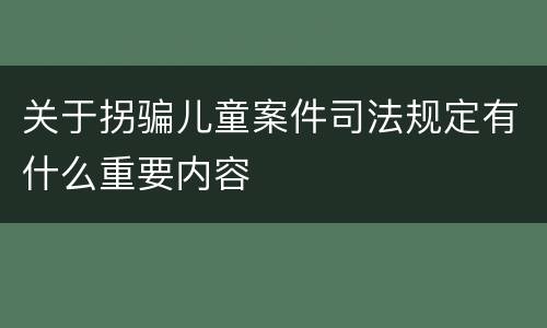 关于拐骗儿童案件司法规定有什么重要内容