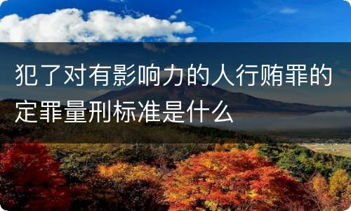 犯了对有影响力的人行贿罪的定罪量刑标准是什么
