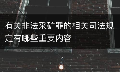有关非法采矿罪的相关司法规定有哪些重要内容