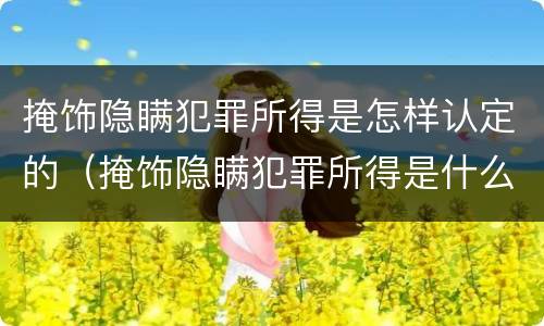 掩饰隐瞒犯罪所得是怎样认定的（掩饰隐瞒犯罪所得是什么罪名）