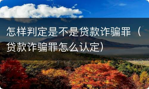 怎样判定是不是贷款诈骗罪（贷款诈骗罪怎么认定）