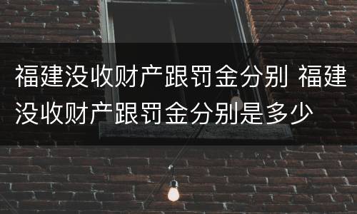 福建没收财产跟罚金分别 福建没收财产跟罚金分别是多少