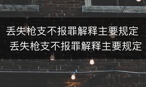 丢失枪支不报罪解释主要规定 丢失枪支不报罪解释主要规定为