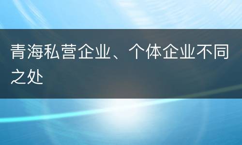 青海私营企业、个体企业不同之处