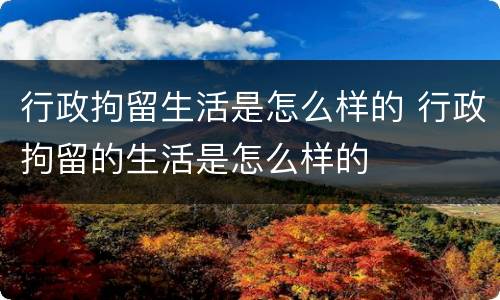 行政拘留生活是怎么样的 行政拘留的生活是怎么样的