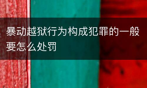 暴动越狱行为构成犯罪的一般要怎么处罚