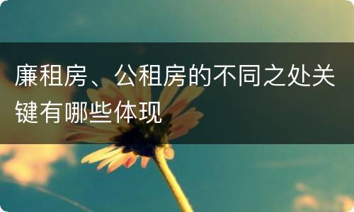 廉租房、公租房的不同之处关键有哪些体现