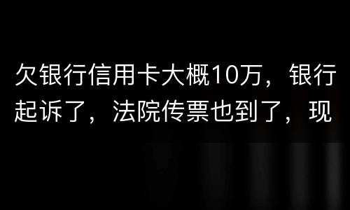 欠银行信用卡大概10万，银行起诉了，法院传票也到了，现在还不起