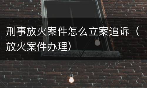 刑事放火案件怎么立案追诉（放火案件办理）