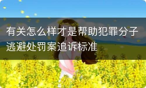 有关怎么样才是帮助犯罪分子逃避处罚案追诉标准