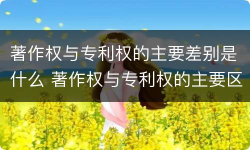 著作权与专利权的主要差别是什么 著作权与专利权的主要区别是什么